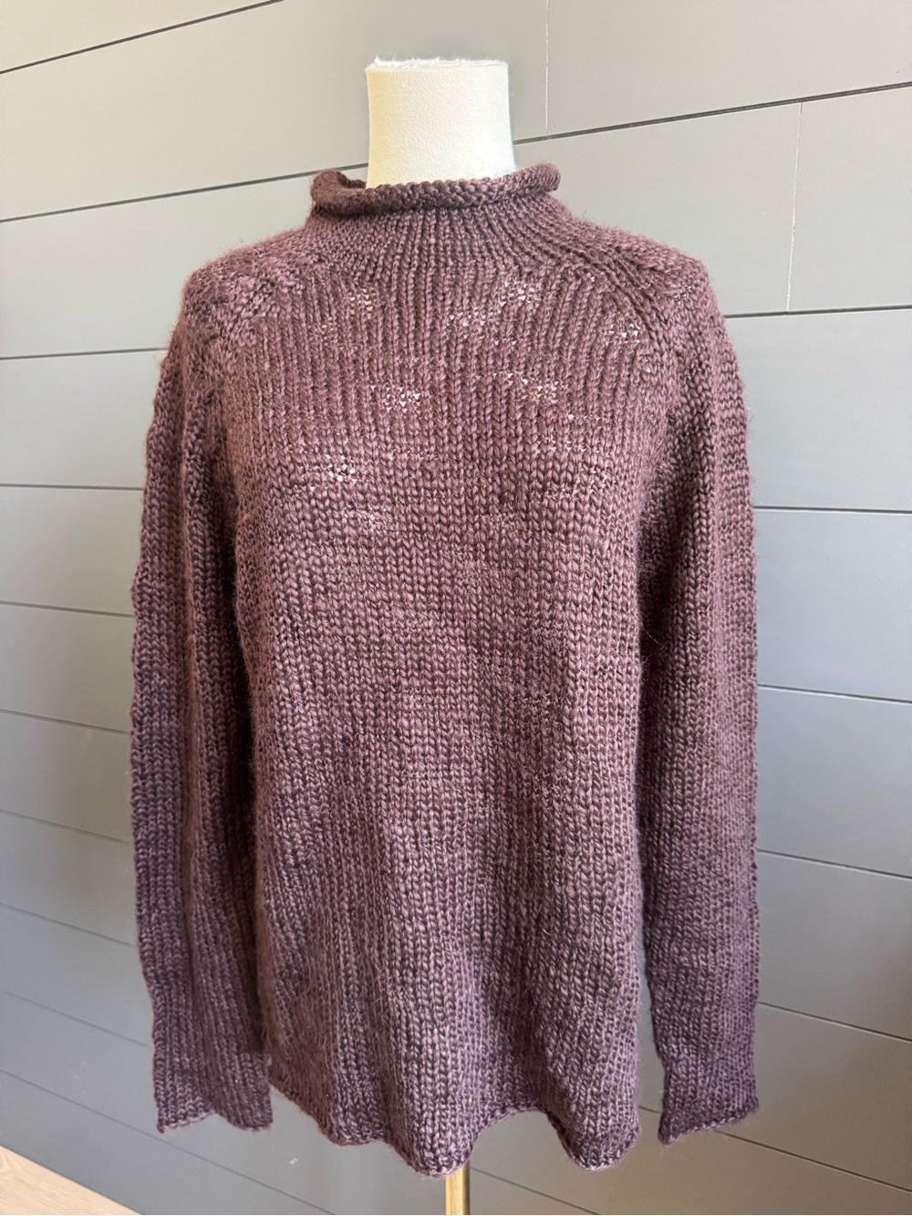 212 New York NWT Vintage 90’s Brown Mock Neck Chunky Sweater Grandpa Deadstock